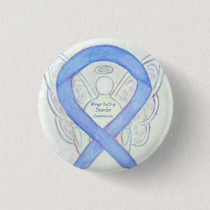 Binge Eating Disease Awareness Ribbon Angel Button