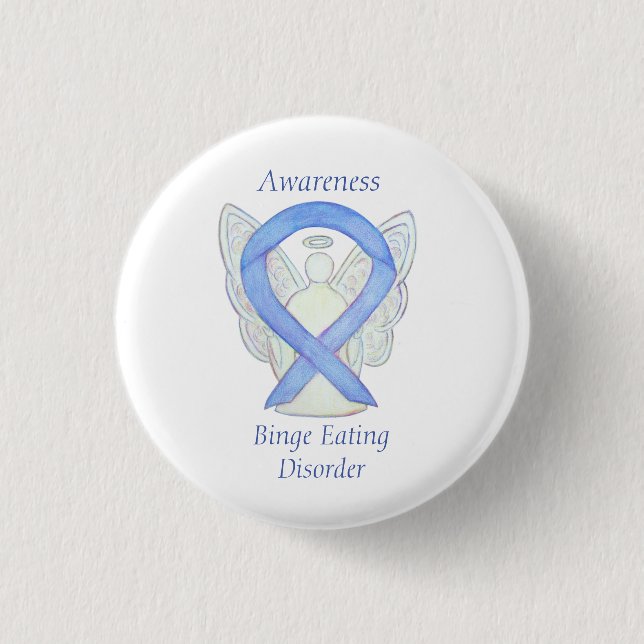 Binge Eating Disease Awareness Ribbon Angel Button (Vorderseite)