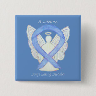 Binge Eating Disease Awareness Ribbon Engel Button