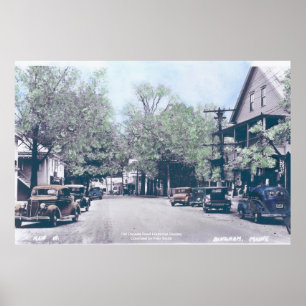 Bingham Maine - Hauptstraße mit alten Autos Poster