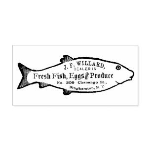 Binghampton New York Vintage Fischwerbung Gummistempel