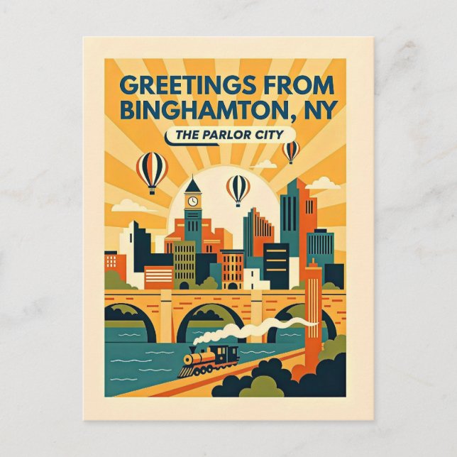 Binghamton NY Die Parlor City Retro Postkarte (Vorderseite)