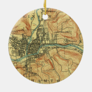 Binghamton NY Vintag Map Keramik Ornament