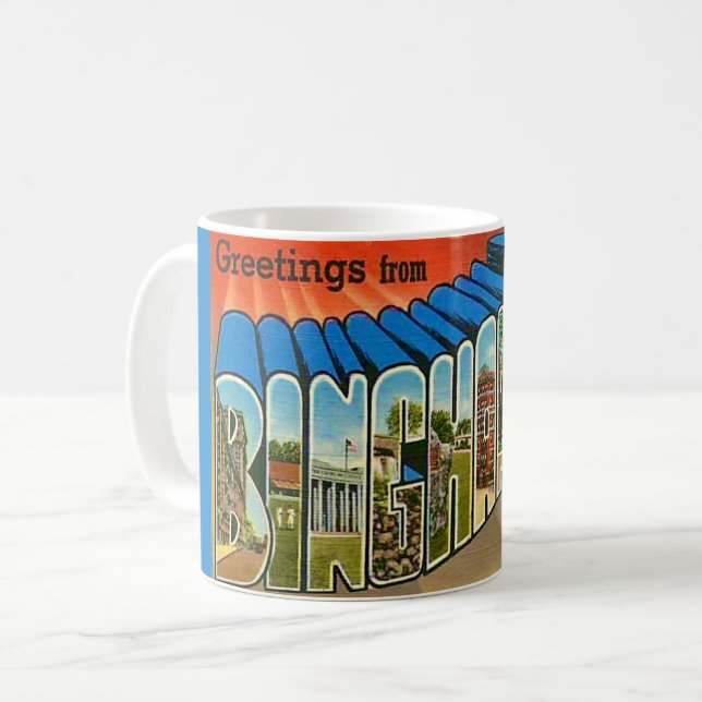 Binghamton NY Vintage Postkarten-Tasse Kaffeetasse (Vorderseite Links)