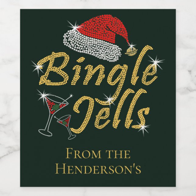 Bingle Jells Tipsy Christmas Weinetikett (Einzelnes Label)