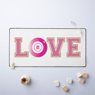 Bingo 21. Geburtstag Niedlich Rosa und Weiß Schreibtischunterlage