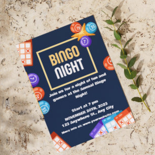 Bingo-Abendparty-Einladung in Navy Weiß Einladung