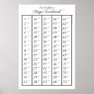 Bingo-Anzeigetafel 75 - Schwerelosigkeit-Spiele Poster