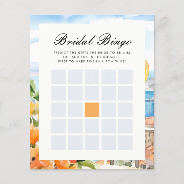 Bingo Aperol Spritz Amalfi Brautparty Game (Vorderseite)
