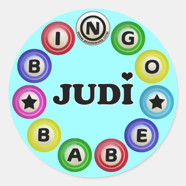 Bingo Babe Judi Runder Aufkleber (Vorderseite)