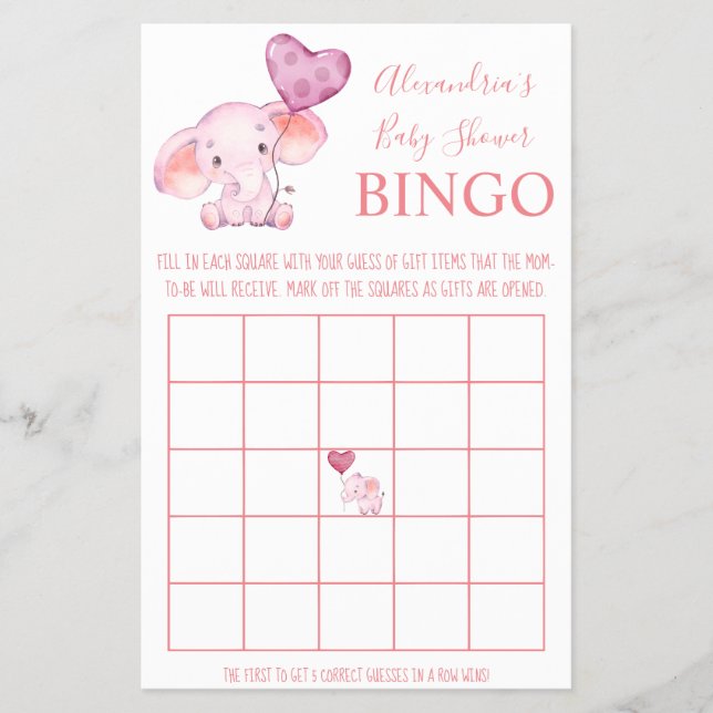 Bingo Baby Elephant Baby Duschkarte Flyer (Vorne)