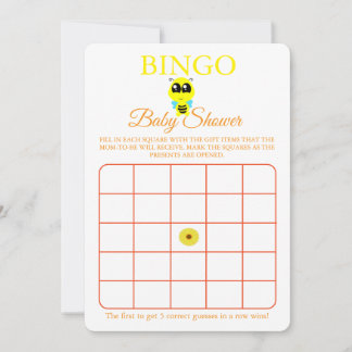 Bingo, Baby Shower Game Card Flyer, Baby Bee Einladung