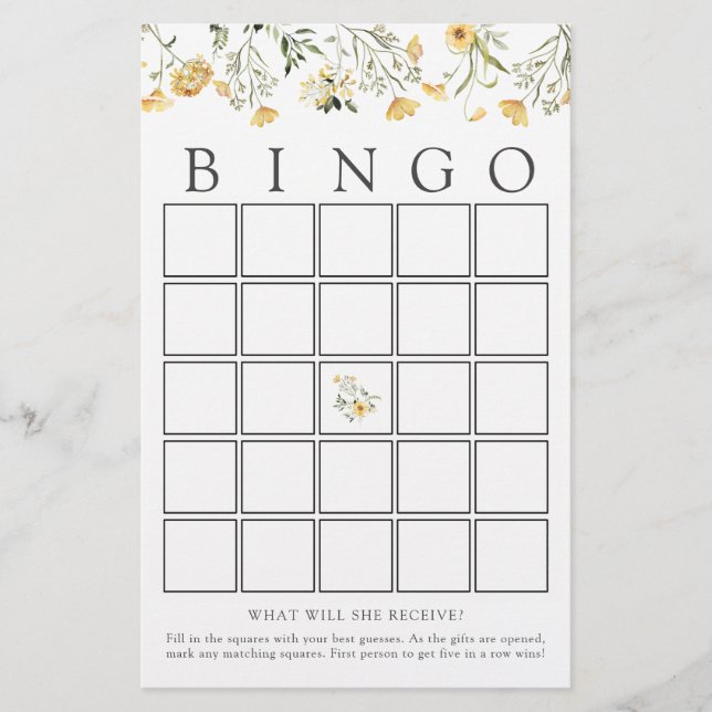 Bingo Baby Showkarte (Vorderseite)