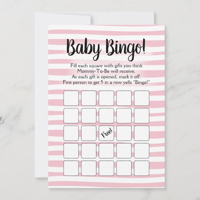 Bingo Baby Showspiel Pink White Einladung (Vorderseite)