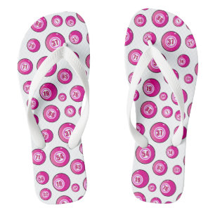 Bingo Balls Spaß Rosa und Weiß Flip Flops