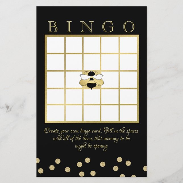 Bingo Bee Baby Shower Briefpapier (Vorderseite)
