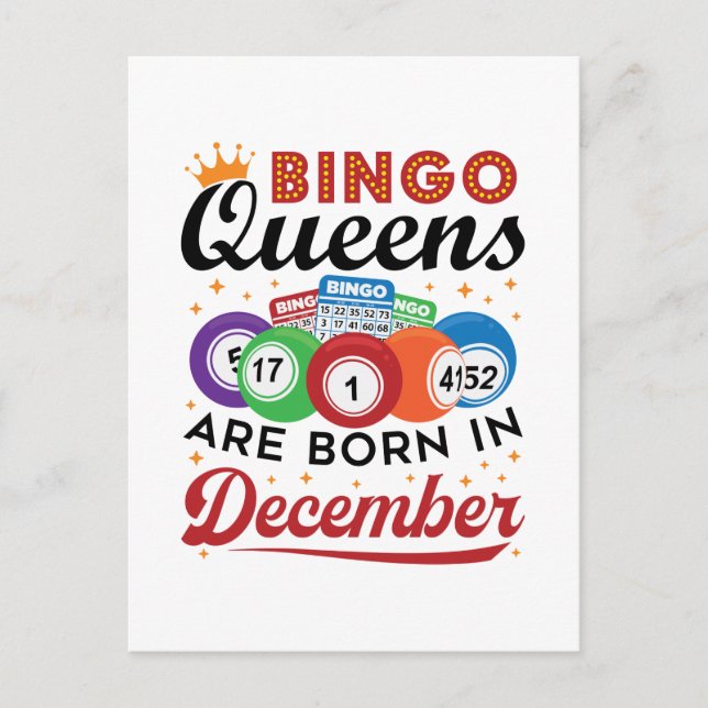 Bingo Birthday Bingo Queens sind im Dezember Gebor Postkarte (Vorderseite)