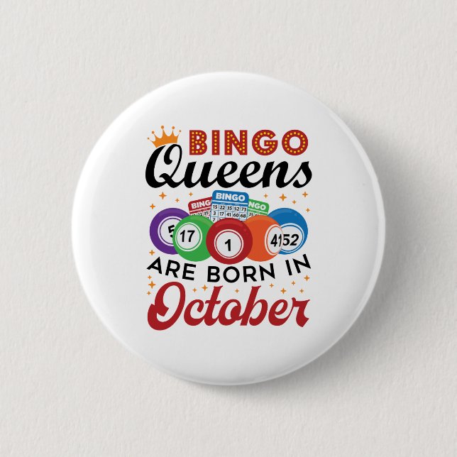 Bingo Birthday Bingo Queens sind im Oktober Gebore Button (Vorderseite)