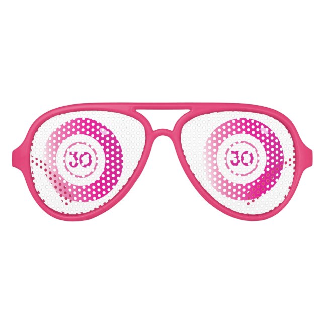 Bingo Birthday Party Pink White Partybrille (Vorderseite)