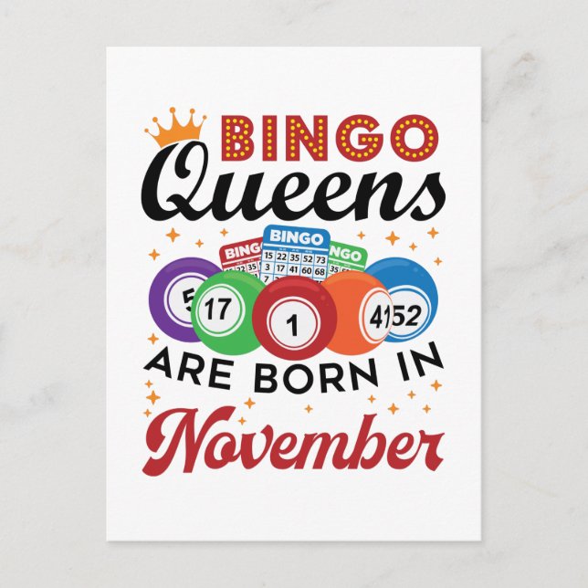 Bingo Birthday Women November Postkarte (Vorderseite)