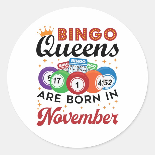 Bingo Birthday Women November Runder Aufkleber (Vorderseite)