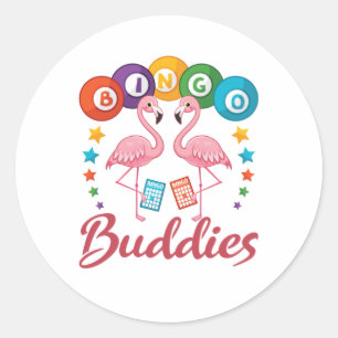Bingo Buddies Player Flamingo Runder Aufkleber