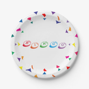 BINGO bunte Beschriftung Pappteller