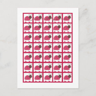 Bingo Card Marker Berry Garden Pink Lady Bug Einladungspostkarte