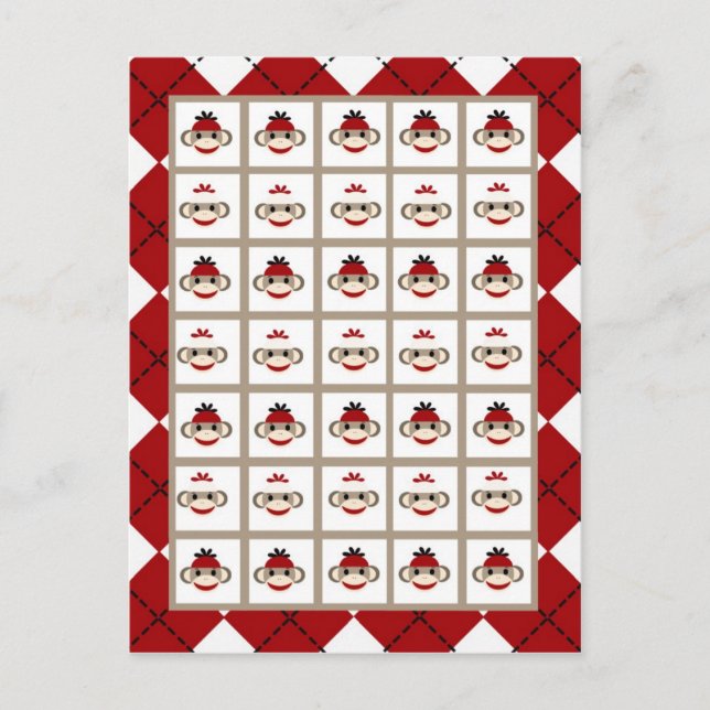 Bingo-Card-Marker für die Red Sock-Affen-Raute Postkarte (Vorderseite)
