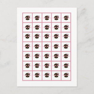 Bingo Card Marker Girl Pink Punk Rock Skull Flame Postkarte