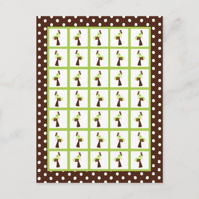 Bingo Card Marker Green Mod Mama Polka Dots Postkarte (Vorderseite)
