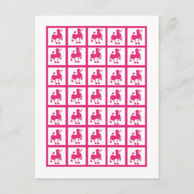 Bingo Card Marker Pink Poodle Paris Eiffelturm Postkarte (Vorderseite)