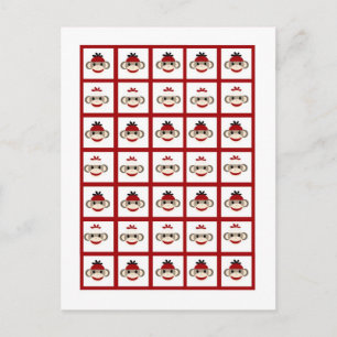 Bingo Card Marker Red Sock Monkey Postkarte
