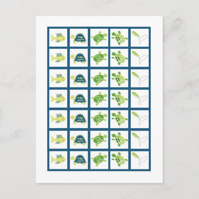 Bingo Card Marker Schildkrötenriff Meeresschildkrö Postkarte (Vorderseite)