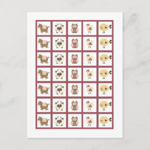 Bingo Card markiert Abbys Farm Pink Girly Barn Postkarte