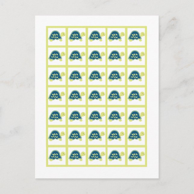 Bingo Card markiert Blaumeerschildkröten Postkarte (Vorderseite)