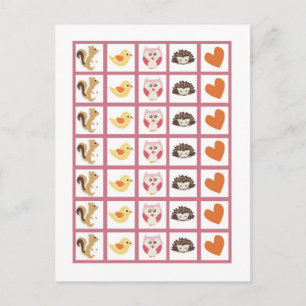 Bingo Card markiert Liebe und Natur Girl Woodland Postkarte