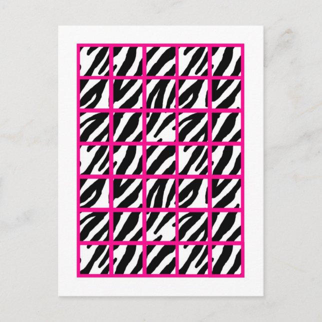 Bingo Card Markierungen Hot Pink Zebra Print Postkarte (Vorderseite)