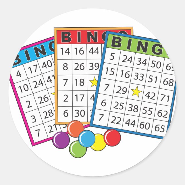 Bingo Cards Runder Aufkleber (Vorderseite)