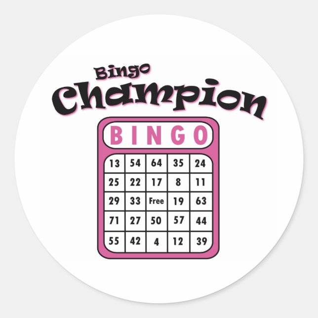 Bingo Champion Runder Aufkleber (Vorderseite)