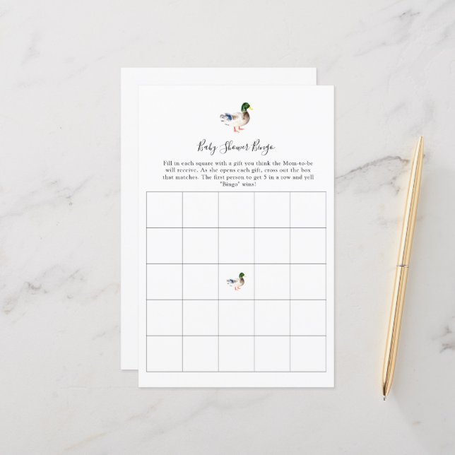 Bingo Duck Baby Showspiel Einfaches (Vorderseite/Rückseite Beispiel)