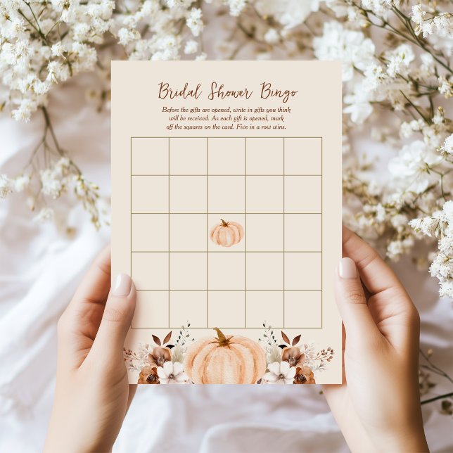 Bingo Fall Pumpkin Bridal Shower Game Card Einladung (Von Creator hochgeladen)