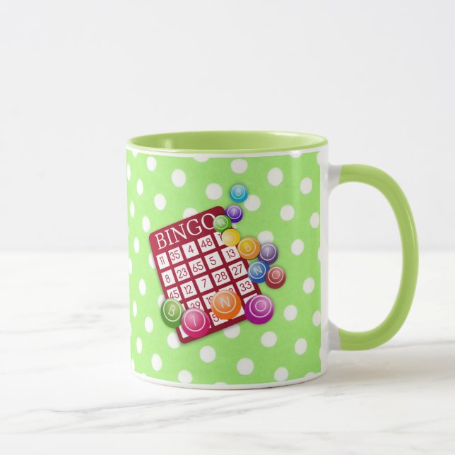 Bingo - farbenfrohe Bingokarte und -markierungen Tasse (Rechts)