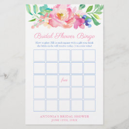 Bingo Game Card Bingo Summer Floral Brautparty Flyer
