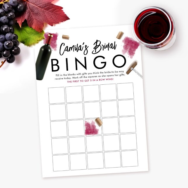 Bingo Game Card Brautparty Thema Wein Einladung (Von Creator hochgeladen)