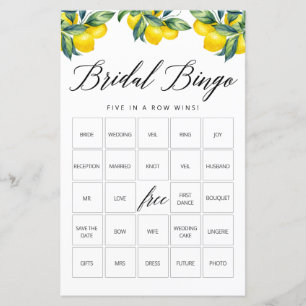 Bingo Game Card Lemon Brautparty Theme