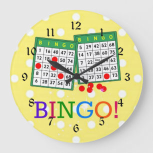 Bingo! Grüne und Weiße Bingo-Karten, Große Wanduhr