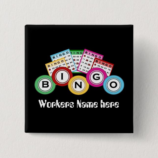 Bingo Hall hinzufügen Name Arbeit Spaß Knopf Button (Vorderseite)