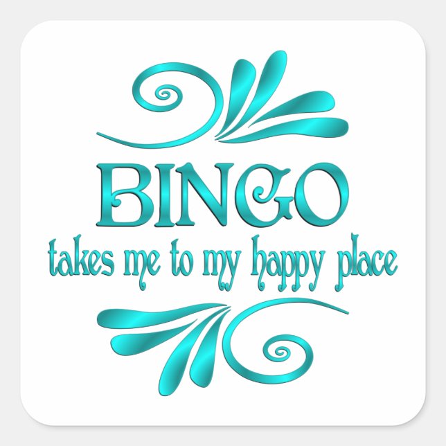 Bingo Happy Place Quadratischer Aufkleber (Vorderseite)
