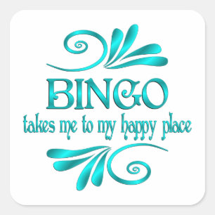 Bingo Happy Place Quadratischer Aufkleber